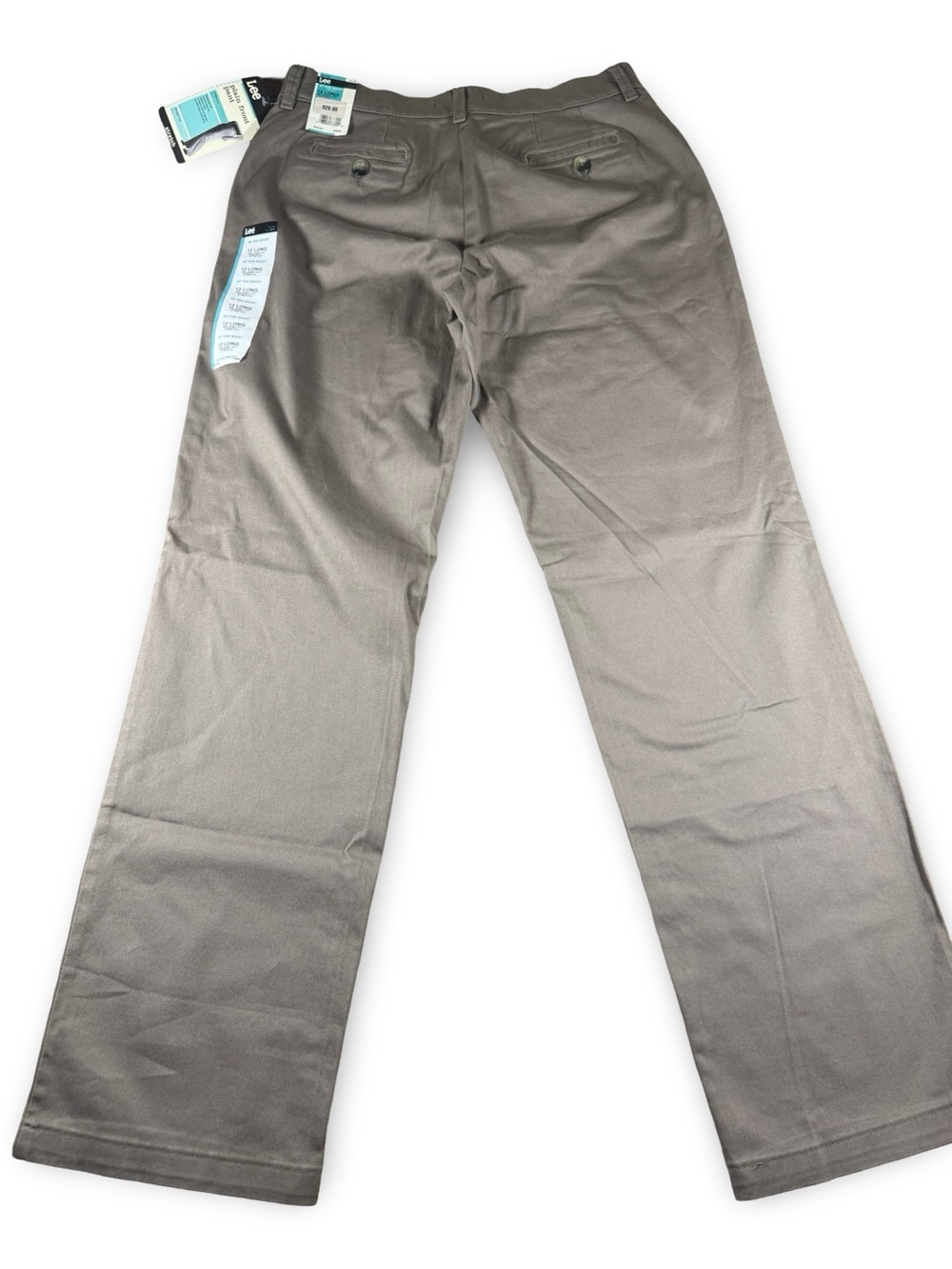 Lee Relaxed Plain Front Straight Leg Gray Brown Pants Size 12 Long - Picture 2 of 12